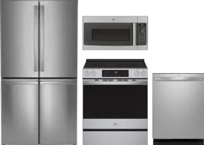 4 Piece Package Includes Refrigerator, Range, Microwave And Dishwasher